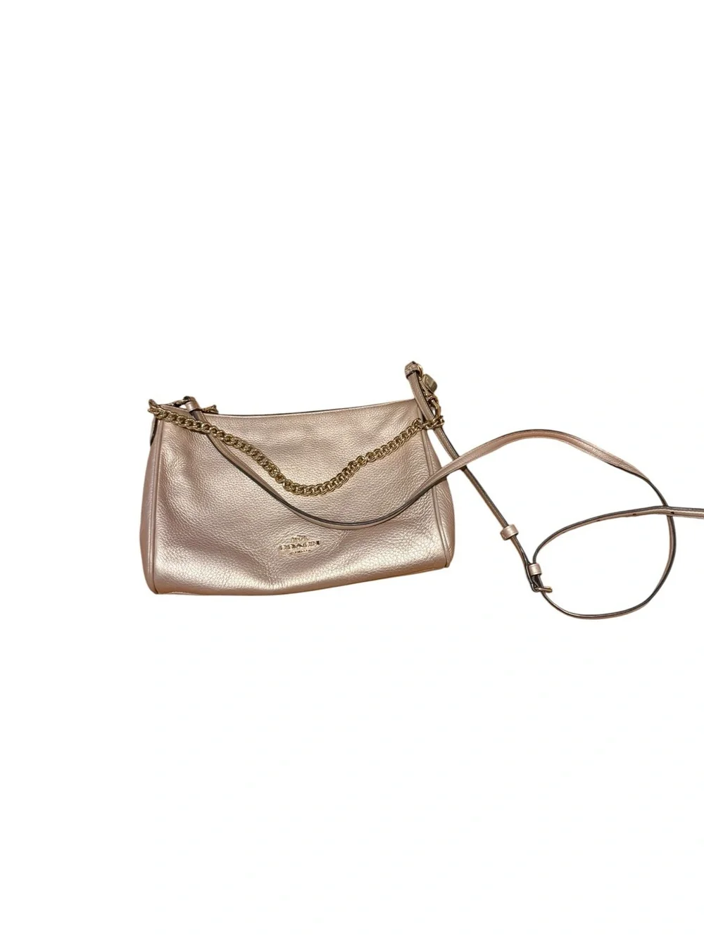 Coach Metallic Rose Gold Leather Crossbody Bag